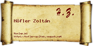Höfler Zoltán névjegykártya